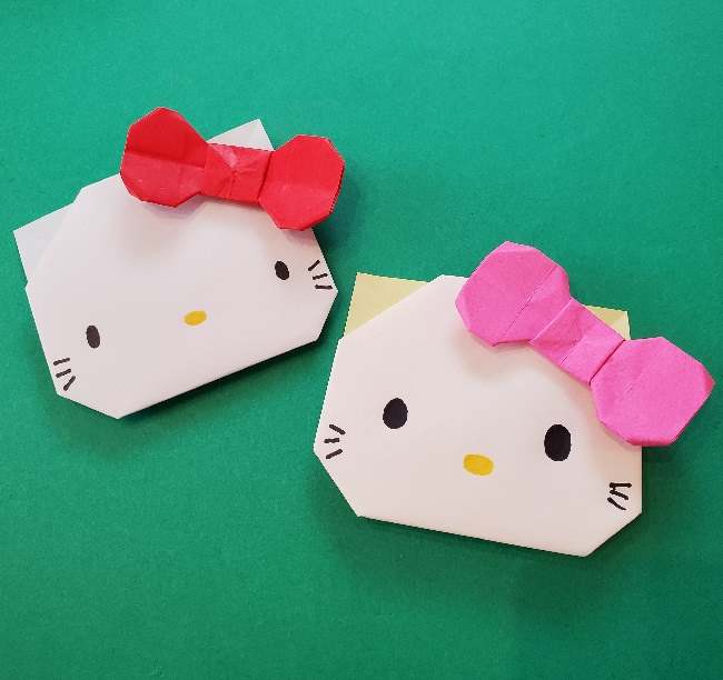 折り紙のキティーちゃんの折り方☆簡単かわいい猫キャラクター│子供と楽しむ折り紙・工作