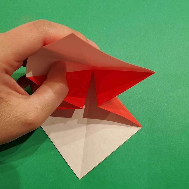スイカの折り紙 両面とも三角になる作り方折り方(12)