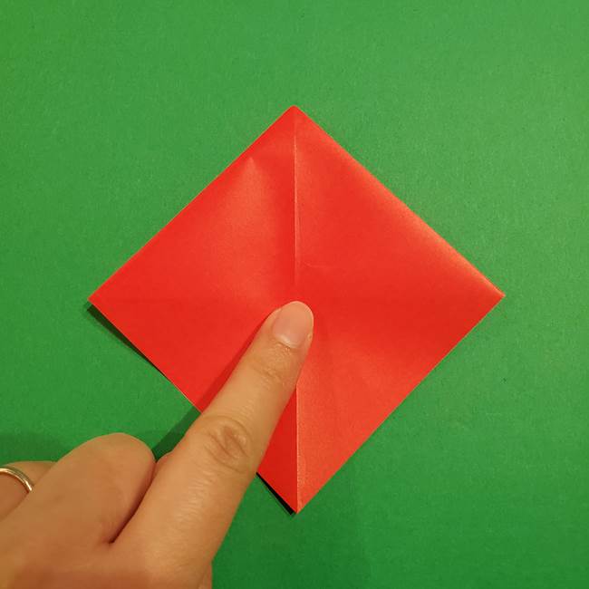 スイカの折り紙 両面とも三角になる作り方折り方(13)