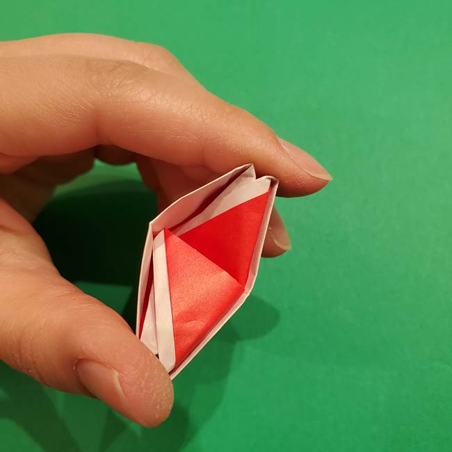 スイカの折り紙 両面とも三角になる作り方折り方(33)
