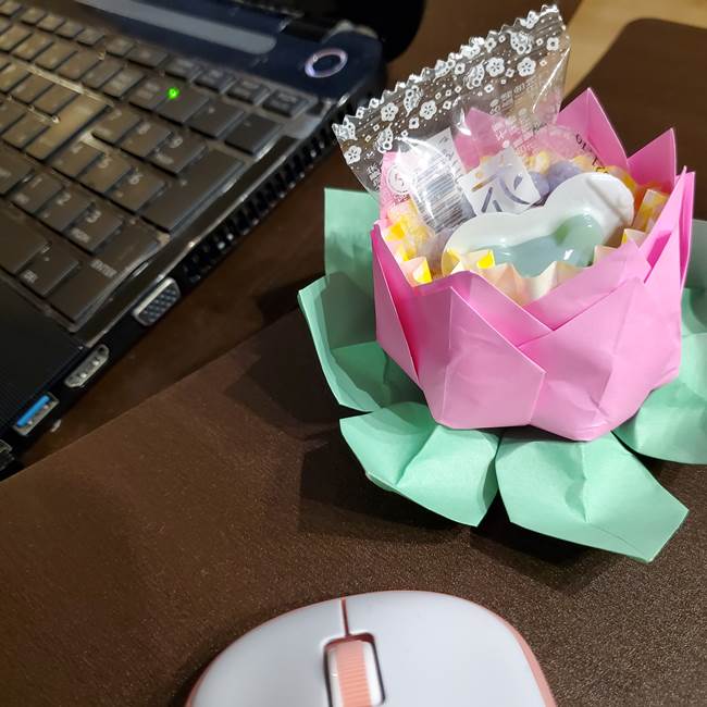 折り紙でつくる蓮の花の立体的な作り方は簡単！かわいいお菓子入れにも♪