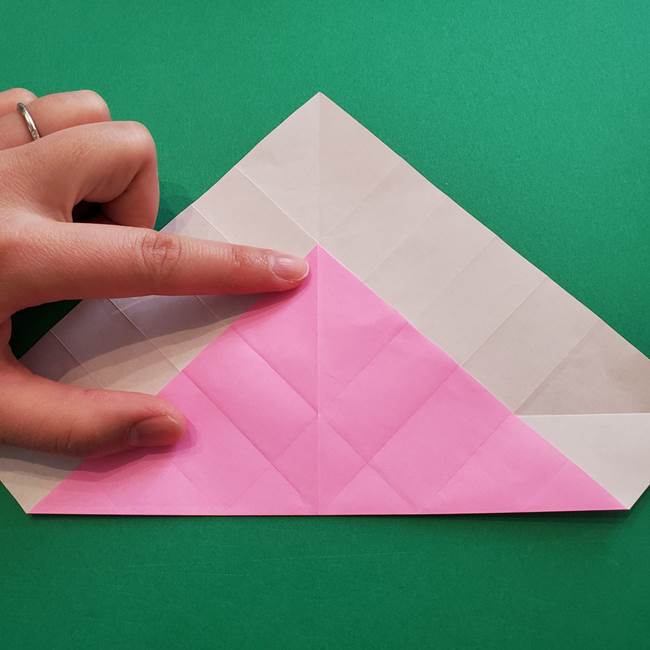 折り紙の花ダリア(12枚)の折り方作り方①折り筋(14)