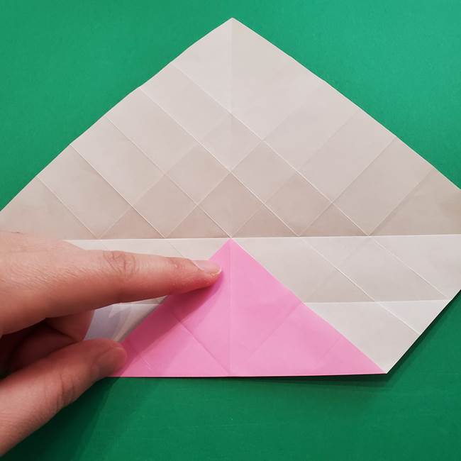 折り紙の花ダリア(12枚)の折り方作り方①折り筋(16)
