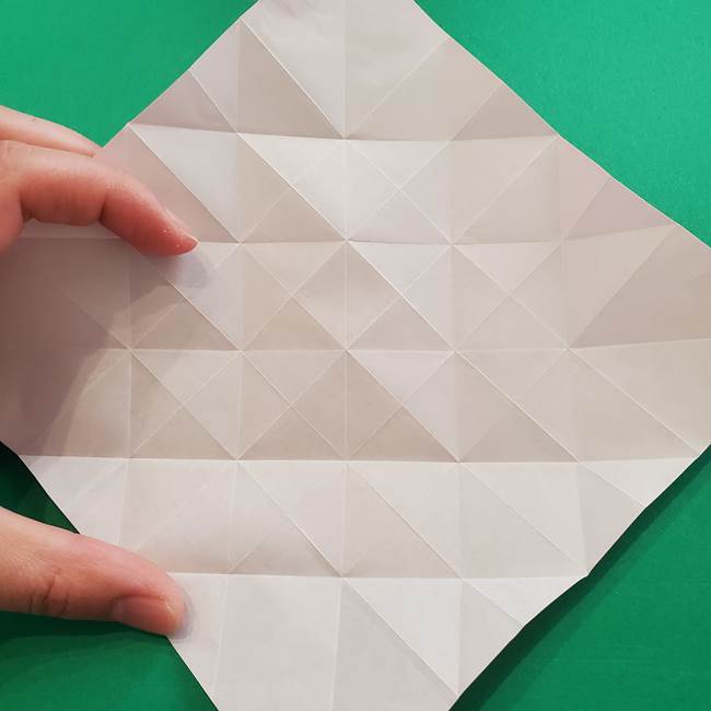 折り紙の花ダリア(12枚)の折り方作り方①折り筋(18)