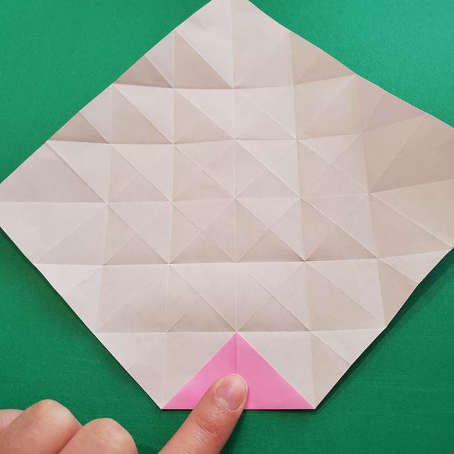 折り紙の花ダリア(12枚)の折り方作り方①折り筋(19)