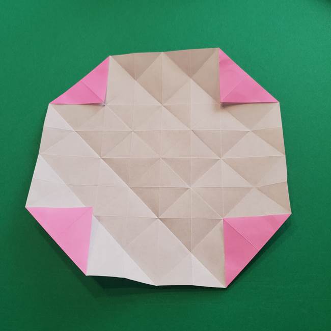 折り紙の花ダリア(12枚)の折り方作り方①折り筋(20)