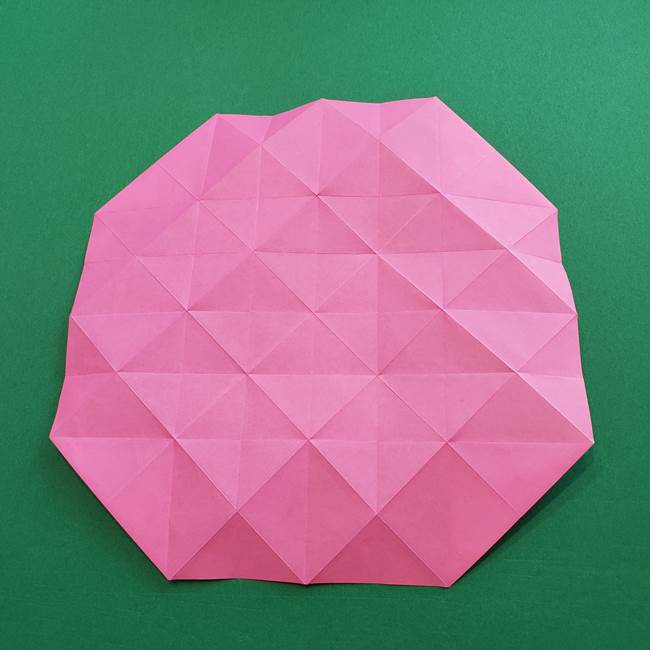 折り紙の花ダリア(12枚)の折り方作り方①折り筋(21)