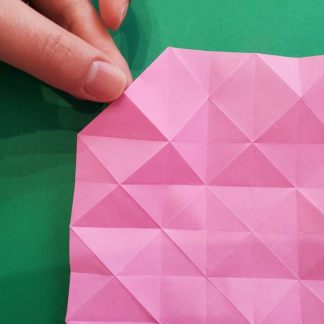 折り紙の花ダリア(12枚)の折り方作り方②折る(2)