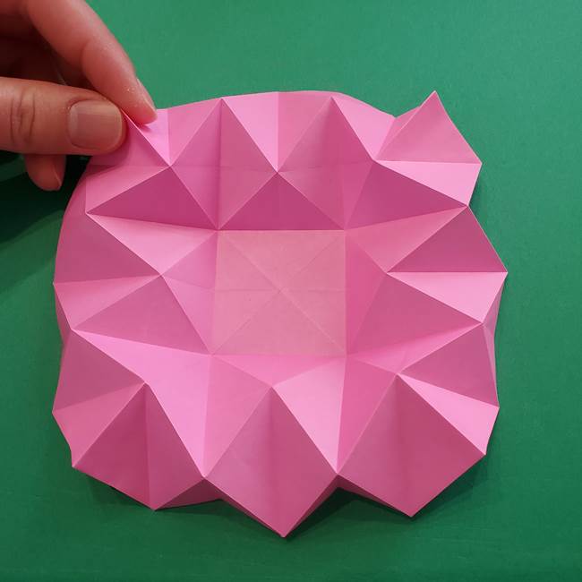 折り紙の花ダリア(12枚)の折り方作り方②折る(3)