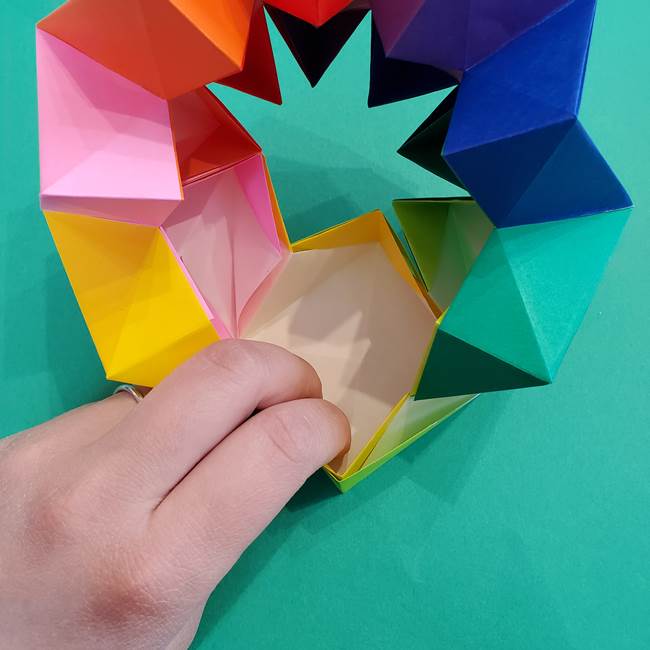 折り紙の花火 8枚でつくる簡単な折り方作り方②組み立て(16)