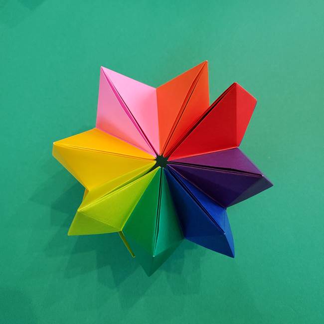 折り紙の花火 8枚でつくる簡単な折り方作り方②組み立て(21)