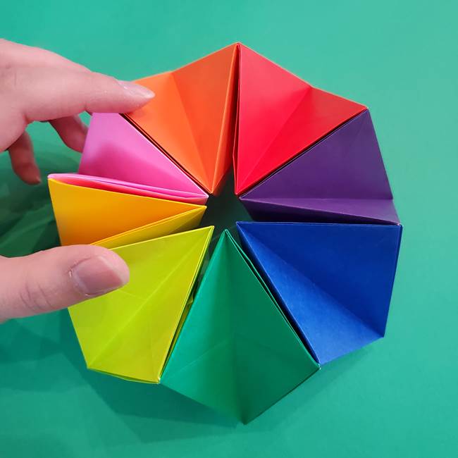 折り紙の花火 8枚でつくる簡単な折り方作り方②組み立て(22)