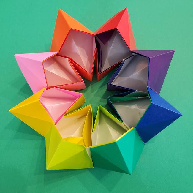 折り紙の花火 8枚でつくる簡単な折り方作り方②組み立て(23)