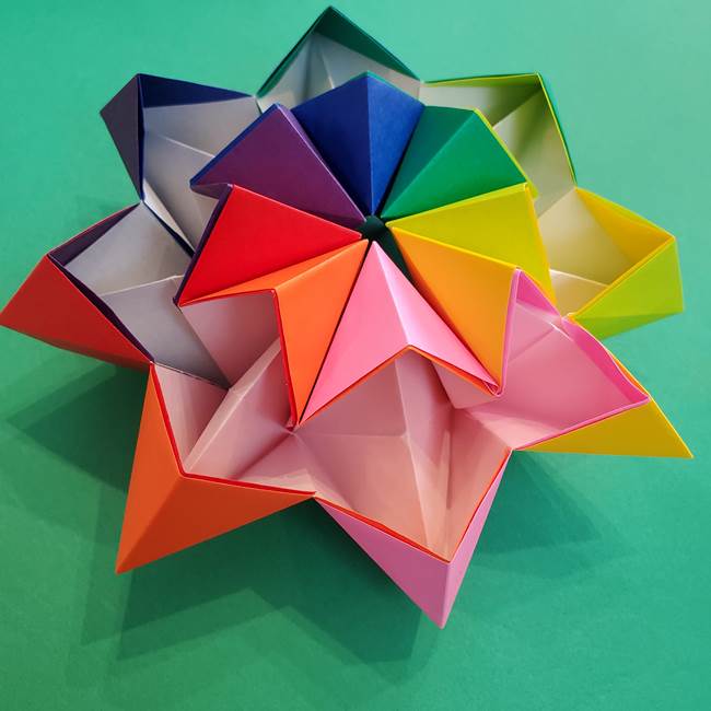 折り紙の花火は8枚の同じパーツから作れる！②組み立て(24)