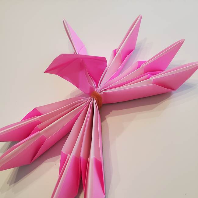 折り紙の蓮(ハス)の花☆立体的な作り方折り方③完成(16)