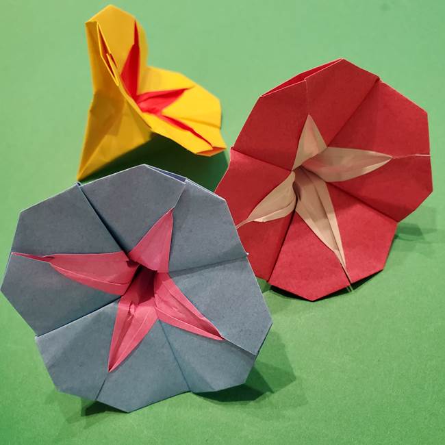 朝顔の折り紙 難しい立体的な折り方作り方(55)