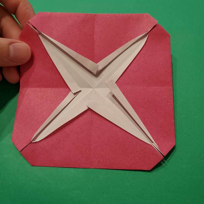 朝顔の折り紙 難しい立体的な折り方作り方(29)