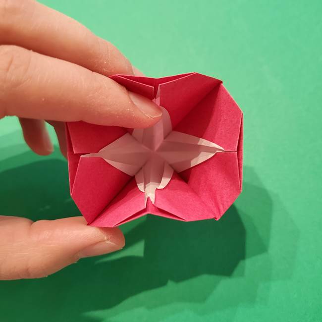 朝顔の折り紙 難しい立体的な折り方作り方(46)