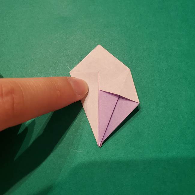 6 月の折り紙 あじさいを立体に折る折り方作り方(15)
