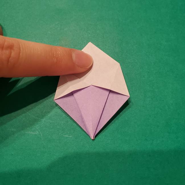 6 月の折り紙 あじさいを立体に折る折り方作り方(16)