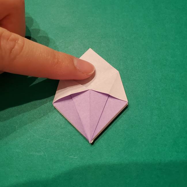 6 月の折り紙 あじさいを立体に折る折り方作り方(18)