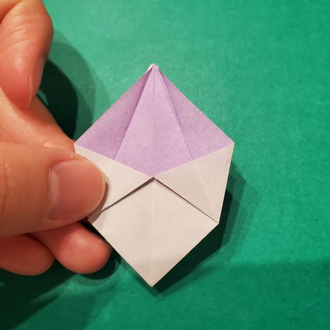 6 月の折り紙 あじさいを立体に折る折り方作り方(19)