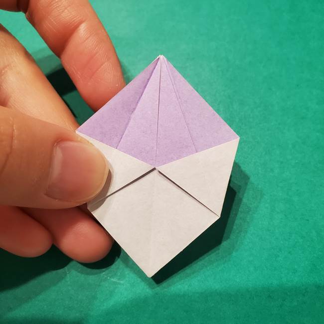 6 月の折り紙 あじさいを立体に折る折り方作り方(24)