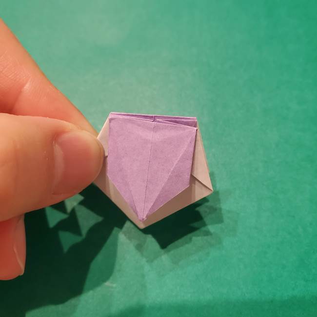 6 月の折り紙 あじさいを立体に折る折り方作り方(30)
