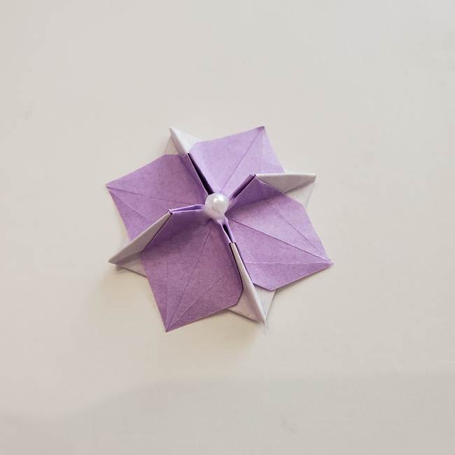 6 月の折り紙 あじさいを立体に折る折り方作り方(41)