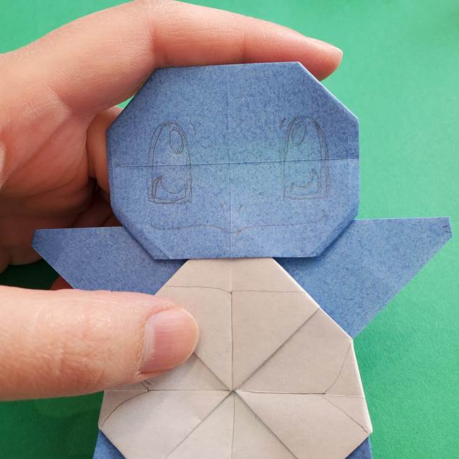 ポケモンの折り紙 簡単なゼニガメの折り方作り方③完成(5)