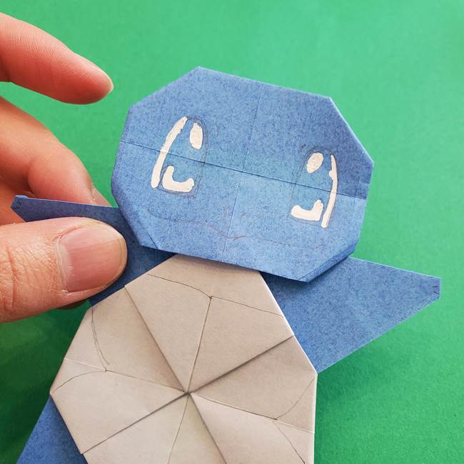 ポケモンの折り紙 簡単なゼニガメの折り方作り方③完成(6)