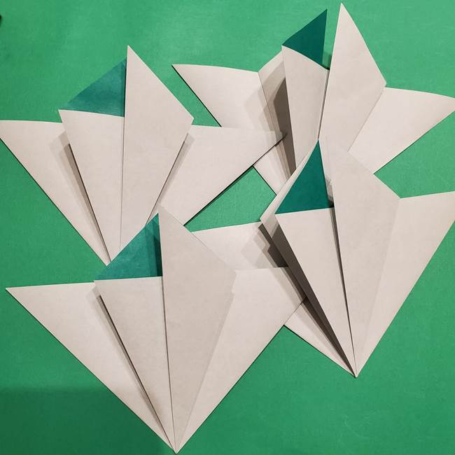 折り紙 笹の葉リースの作り方②Bユニットの折り方(1)