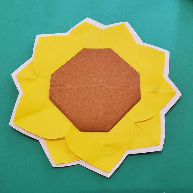 折り紙のひまわり メダルとコースターの折り方作り方③コースター(3)