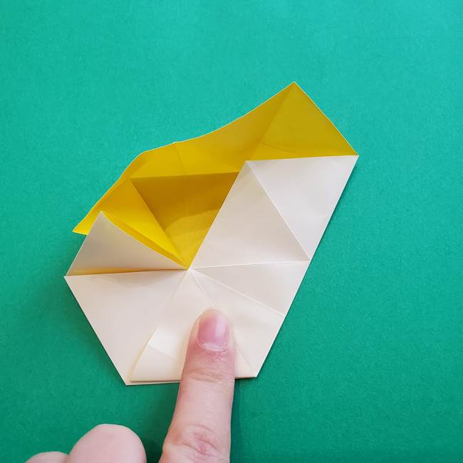 水仙の折り紙 平面の折り方作り方②花(28)