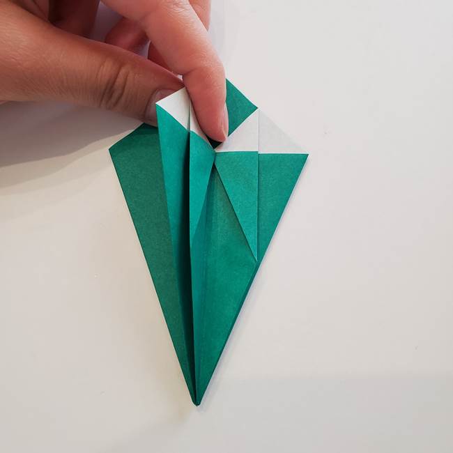 紫陽花の折り紙 葉っぱの作り方折り方(24)