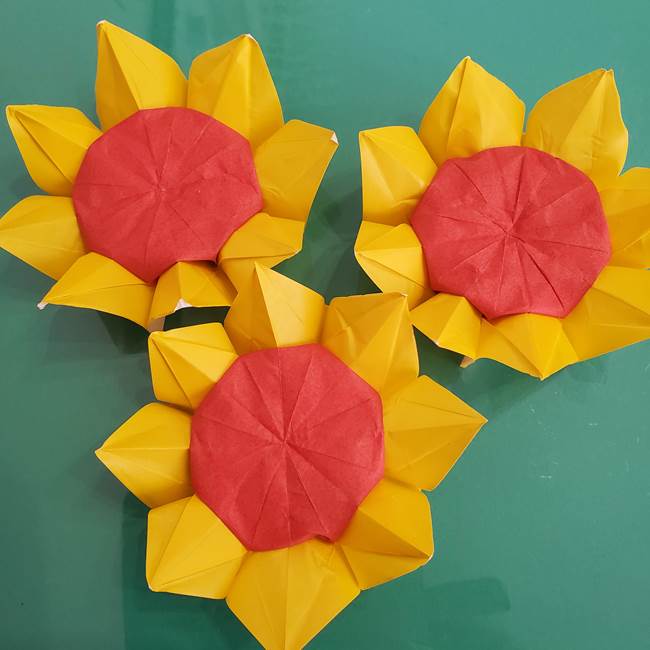 ひまわりの折り紙 立体的な花束とブーケの作り方③ブーケ(1)