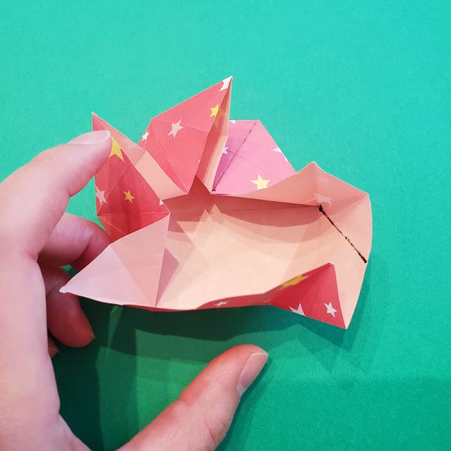 ぷくぷく星の折り紙 星型の箱の折り方作り方②完成(16)