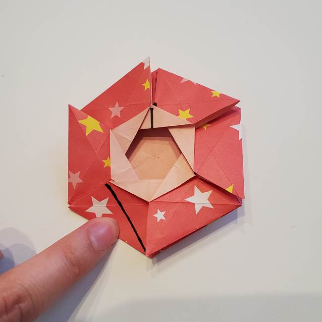ぷくぷく星の折り紙 星型の箱の折り方作り方②完成(22)