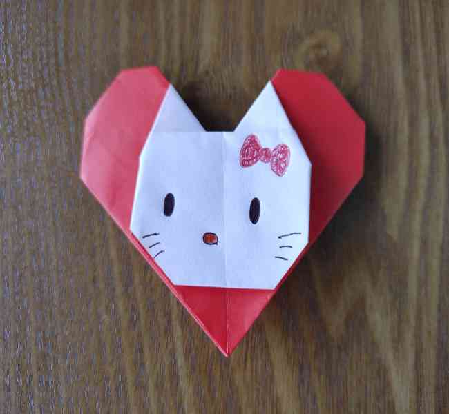 ハートキティの折り紙の作り方折り方 (19)
