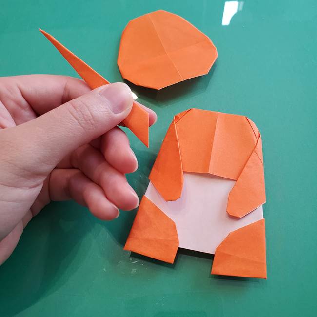 ヒトカゲの折り紙の簡単な折り方作り方③しっぽ(9)