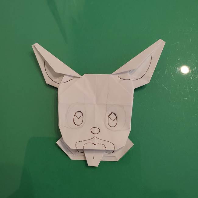 ポケモンの折り紙 ワンパチの折り方作り方②描き方(3)
