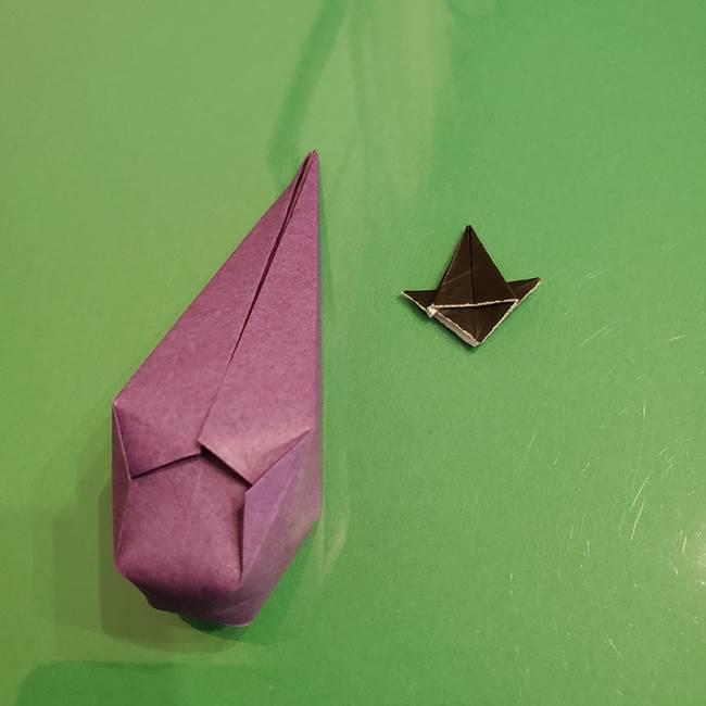 折り紙でなすを立体的につくる折り方作り方②へた(8)