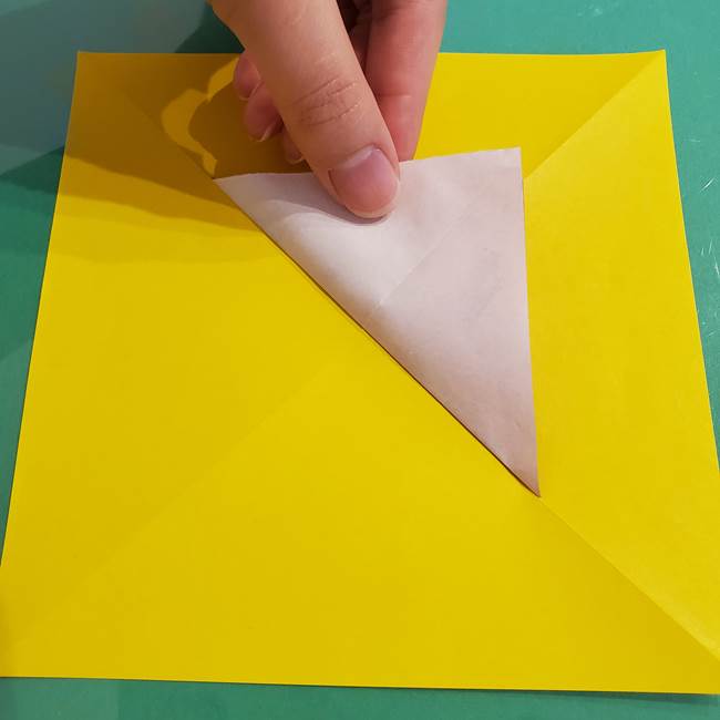 折り紙のひまわり 立体的で少し難しい作り方折り方①貼り合わせ(10)