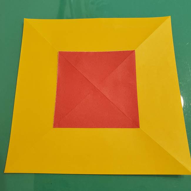 折り紙のひまわり 立体的で少し難しい作り方折り方①貼り合わせ(11)
