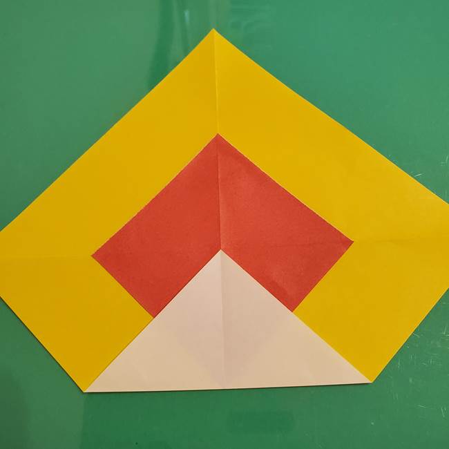 折り紙のひまわり 立体的で少し難しい作り方折り方②折る(1)