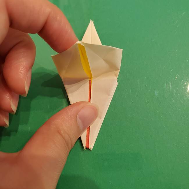 折り紙のひまわり 立体的で少し難しい作り方折り方②折る(27)