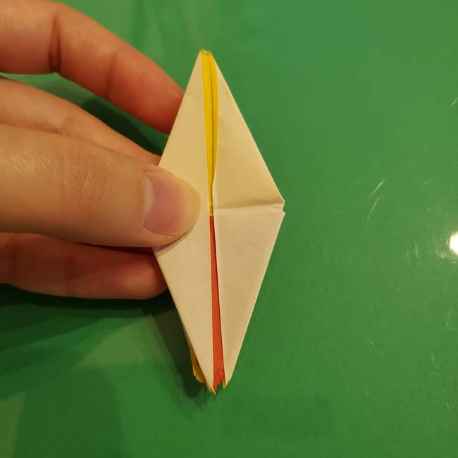 折り紙のひまわり 立体的で少し難しい作り方折り方②折る(37)