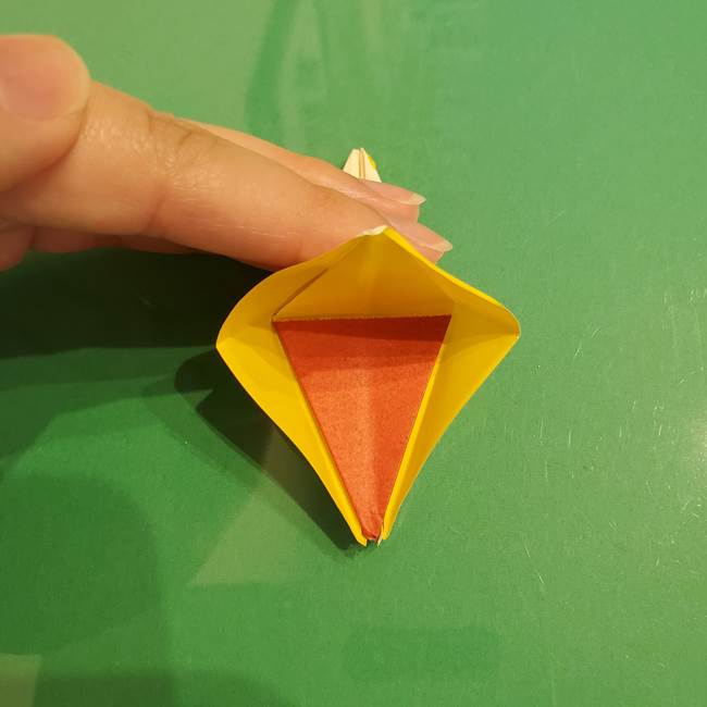 折り紙のひまわり 立体的で少し難しい作り方折り方②折る(41)