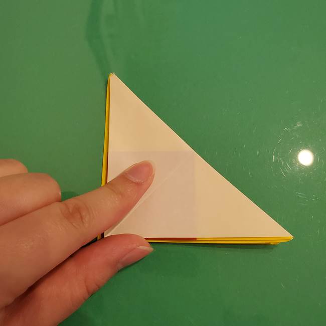 折り紙のひまわり 立体的で少し難しい作り方折り方②折る(5)