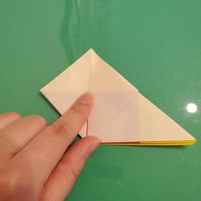 折り紙のひまわり 立体的で少し難しい作り方折り方②折る(7)